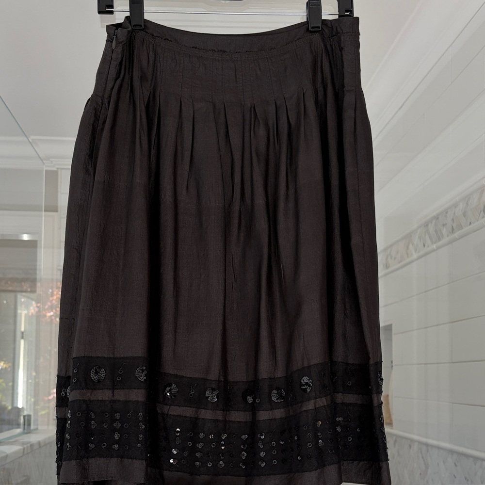 DKNY Black 100% Silk skirt with sequin trim